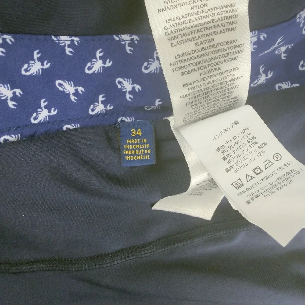 Polo Golf Ralph Lauren Scorpion Print Packable Stretch Golf Shorts Blue 34